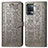 Leather Case Stands Fashionable Pattern Flip Cover Holder S03D for Oppo Reno5 F Gray