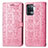 Leather Case Stands Fashionable Pattern Flip Cover Holder S03D for Oppo Reno5 F Pink