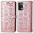 Leather Case Stands Fashionable Pattern Flip Cover Holder S03D for Oppo Reno5 F Rose Gold