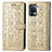 Leather Case Stands Fashionable Pattern Flip Cover Holder S03D for Oppo Reno5 Lite Gold