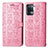 Leather Case Stands Fashionable Pattern Flip Cover Holder S03D for Oppo Reno5 Lite Pink