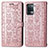 Leather Case Stands Fashionable Pattern Flip Cover Holder S03D for Oppo Reno5 Lite Rose Gold