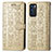 Leather Case Stands Fashionable Pattern Flip Cover Holder S03D for Oppo Reno6 5G Gold