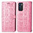 Leather Case Stands Fashionable Pattern Flip Cover Holder S03D for Oppo Reno6 5G Pink