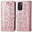 Leather Case Stands Fashionable Pattern Flip Cover Holder S03D for Oppo Reno6 5G Rose Gold