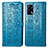 Leather Case Stands Fashionable Pattern Flip Cover Holder S03D for Oppo Reno6 Lite Blue