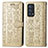 Leather Case Stands Fashionable Pattern Flip Cover Holder S03D for Oppo Reno6 Pro 5G Gold