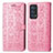 Leather Case Stands Fashionable Pattern Flip Cover Holder S03D for Oppo Reno6 Pro 5G Pink