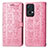 Leather Case Stands Fashionable Pattern Flip Cover Holder S03D for Oppo Reno7 Pro 5G Pink