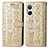 Leather Case Stands Fashionable Pattern Flip Cover Holder S03D for Realme 10 Pro 5G Gold