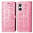 Leather Case Stands Fashionable Pattern Flip Cover Holder S03D for Realme 10 Pro 5G Pink