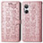 Leather Case Stands Fashionable Pattern Flip Cover Holder S03D for Realme 10 Pro 5G Rose Gold