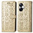 Leather Case Stands Fashionable Pattern Flip Cover Holder S03D for Realme 10 Pro+ Plus 5G Gold