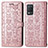 Leather Case Stands Fashionable Pattern Flip Cover Holder S03D for Realme 8 5G Rose Gold