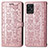 Leather Case Stands Fashionable Pattern Flip Cover Holder S03D for Realme 8i Rose Gold