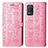 Leather Case Stands Fashionable Pattern Flip Cover Holder S03D for Realme 8s 5G Pink