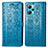 Leather Case Stands Fashionable Pattern Flip Cover Holder S03D for Realme 9 4G Blue