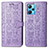 Leather Case Stands Fashionable Pattern Flip Cover Holder S03D for Realme 9 5G Purple