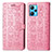 Leather Case Stands Fashionable Pattern Flip Cover Holder S03D for Realme 9 Pro+ Plus 5G Pink