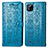 Leather Case Stands Fashionable Pattern Flip Cover Holder S03D for Realme C20 Blue