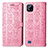 Leather Case Stands Fashionable Pattern Flip Cover Holder S03D for Realme C20 Pink