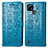 Leather Case Stands Fashionable Pattern Flip Cover Holder S03D for Realme C21 Blue