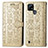 Leather Case Stands Fashionable Pattern Flip Cover Holder S03D for Realme C21 Gold