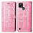 Leather Case Stands Fashionable Pattern Flip Cover Holder S03D for Realme C21 Pink