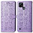 Leather Case Stands Fashionable Pattern Flip Cover Holder S03D for Realme C21 Purple