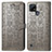 Leather Case Stands Fashionable Pattern Flip Cover Holder S03D for Realme C21Y Gray