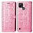 Leather Case Stands Fashionable Pattern Flip Cover Holder S03D for Realme C21Y Pink