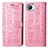 Leather Case Stands Fashionable Pattern Flip Cover Holder S03D for Realme C30 Pink