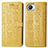 Leather Case Stands Fashionable Pattern Flip Cover Holder S03D for Realme C30 Yellow