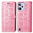 Leather Case Stands Fashionable Pattern Flip Cover Holder S03D for Realme C31 Pink