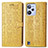 Leather Case Stands Fashionable Pattern Flip Cover Holder S03D for Realme C31 Yellow