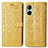 Leather Case Stands Fashionable Pattern Flip Cover Holder S03D for Realme C33 (2023) Yellow