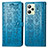 Leather Case Stands Fashionable Pattern Flip Cover Holder S03D for Realme C35 Blue