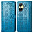 Leather Case Stands Fashionable Pattern Flip Cover Holder S03D for Realme C55 Blue