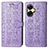 Leather Case Stands Fashionable Pattern Flip Cover Holder S03D for Realme C55 Purple