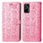 Leather Case Stands Fashionable Pattern Flip Cover Holder S03D for Realme GT 5G Pink