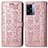 Leather Case Stands Fashionable Pattern Flip Cover Holder S03D for Realme Narzo 50 5G Rose Gold