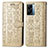 Leather Case Stands Fashionable Pattern Flip Cover Holder S03D for Realme V23 5G Gold