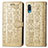 Leather Case Stands Fashionable Pattern Flip Cover Holder S03D for Samsung Galaxy A02 Gold