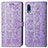Leather Case Stands Fashionable Pattern Flip Cover Holder S03D for Samsung Galaxy A02 Purple