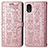 Leather Case Stands Fashionable Pattern Flip Cover Holder S03D for Samsung Galaxy A03 Core Pink
