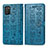 Leather Case Stands Fashionable Pattern Flip Cover Holder S03D for Samsung Galaxy A03s Blue