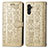 Leather Case Stands Fashionable Pattern Flip Cover Holder S03D for Samsung Galaxy A04s Gold