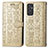 Leather Case Stands Fashionable Pattern Flip Cover Holder S03D for Samsung Galaxy A05s Gold