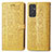 Leather Case Stands Fashionable Pattern Flip Cover Holder S03D for Samsung Galaxy A05s Yellow