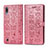 Leather Case Stands Fashionable Pattern Flip Cover Holder S03D for Samsung Galaxy A10 Pink